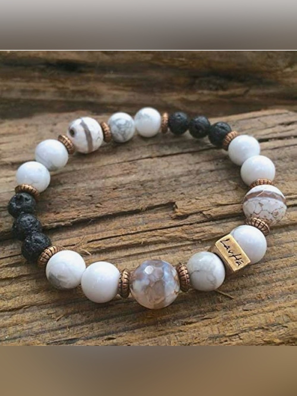 LavHa Cayman Diffuser Bracelet | Howlite Lava Stone | Aromatherapy - Picture 7 of 11
